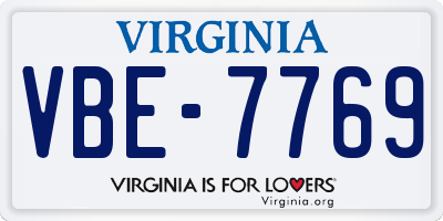 VA license plate VBE7769