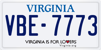 VA license plate VBE7773