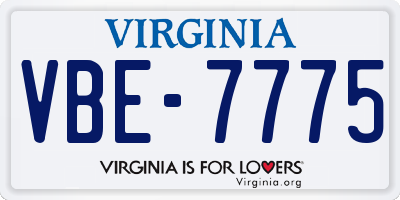 VA license plate VBE7775