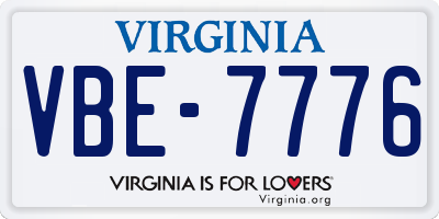 VA license plate VBE7776