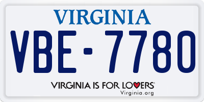 VA license plate VBE7780