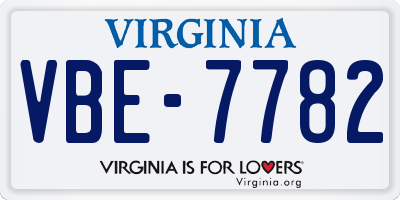 VA license plate VBE7782