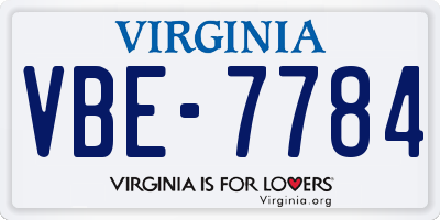 VA license plate VBE7784
