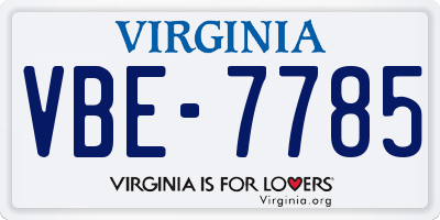 VA license plate VBE7785