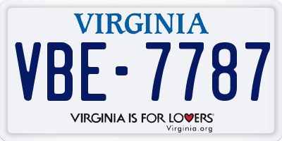 VA license plate VBE7787