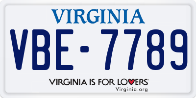 VA license plate VBE7789