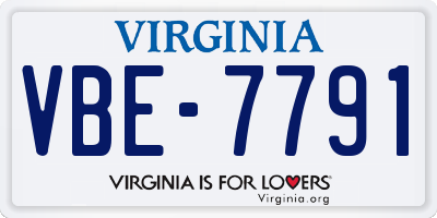 VA license plate VBE7791