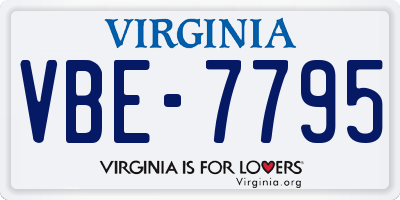 VA license plate VBE7795