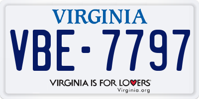 VA license plate VBE7797