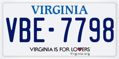 VA license plate VBE7798