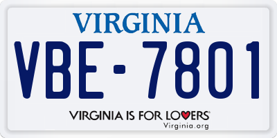 VA license plate VBE7801
