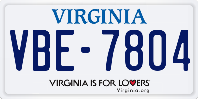VA license plate VBE7804