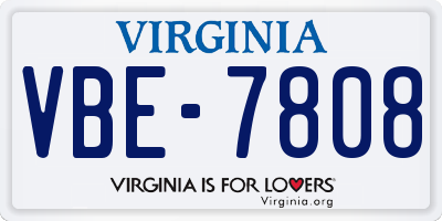 VA license plate VBE7808