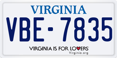 VA license plate VBE7835
