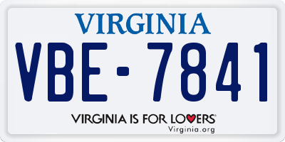 VA license plate VBE7841