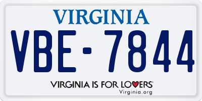 VA license plate VBE7844