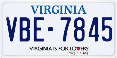 VA license plate VBE7845
