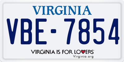VA license plate VBE7854