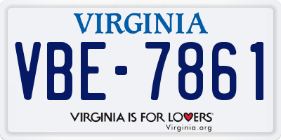 VA license plate VBE7861