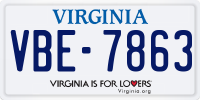 VA license plate VBE7863