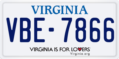 VA license plate VBE7866