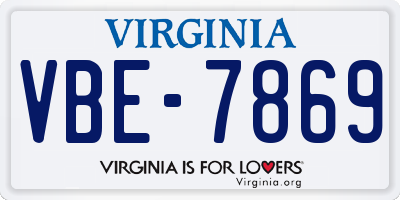 VA license plate VBE7869