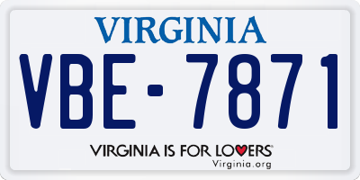 VA license plate VBE7871