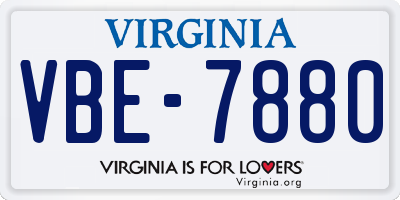 VA license plate VBE7880