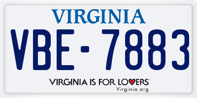 VA license plate VBE7883