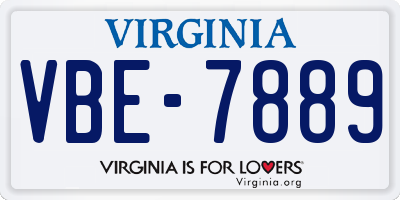 VA license plate VBE7889