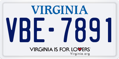 VA license plate VBE7891