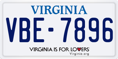 VA license plate VBE7896