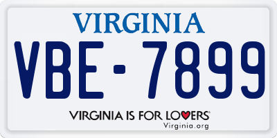 VA license plate VBE7899