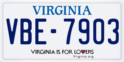 VA license plate VBE7903