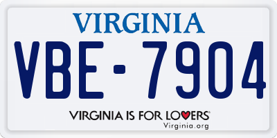 VA license plate VBE7904