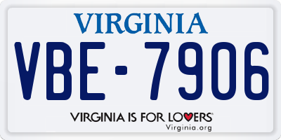 VA license plate VBE7906