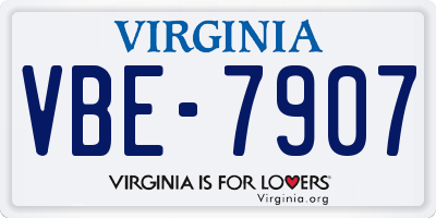 VA license plate VBE7907