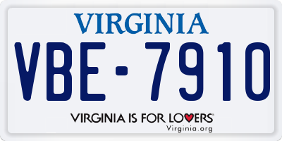 VA license plate VBE7910