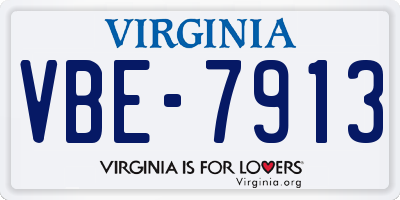 VA license plate VBE7913