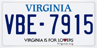 VA license plate VBE7915