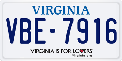VA license plate VBE7916