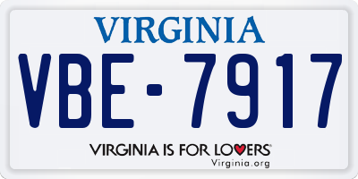 VA license plate VBE7917