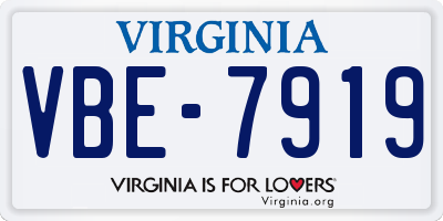 VA license plate VBE7919