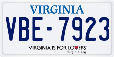VA license plate VBE7923