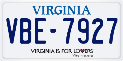 VA license plate VBE7927