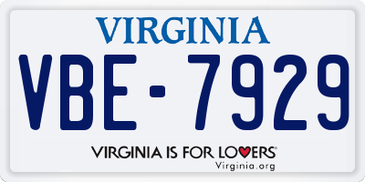 VA license plate VBE7929