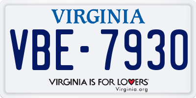 VA license plate VBE7930