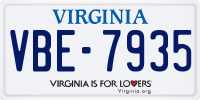VA license plate VBE7935