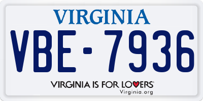VA license plate VBE7936