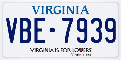 VA license plate VBE7939